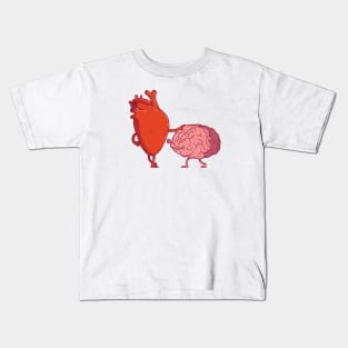 Head vs Heart // Funny Heart versus Brain Cartoon Kids T-Shirt
